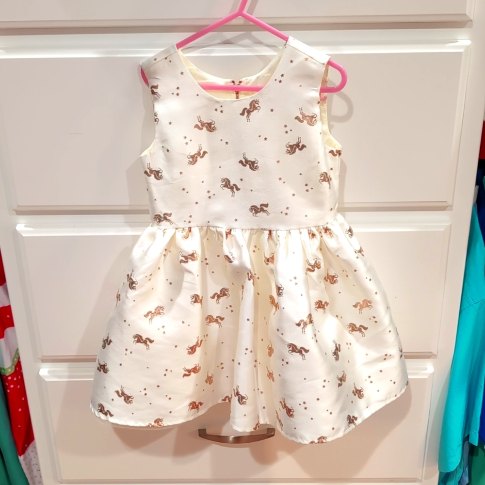 3/$15  Btween Rose gold unicorn white dress